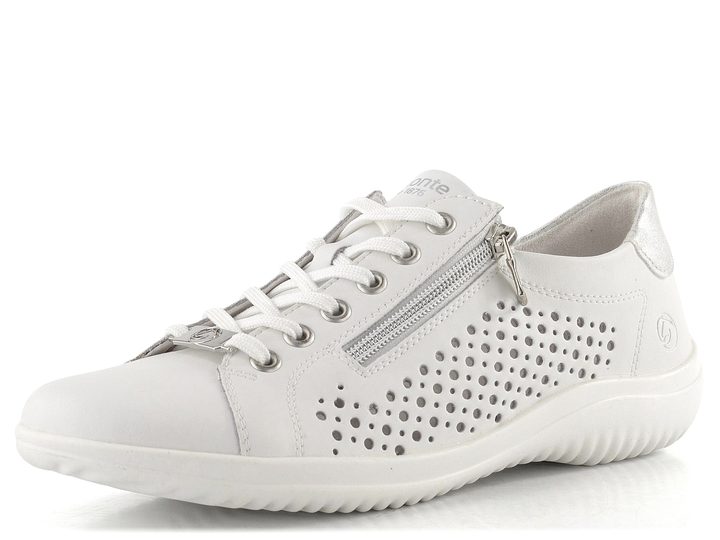 Remonte bílé prořezávané polobotky se zipem D1E08-80