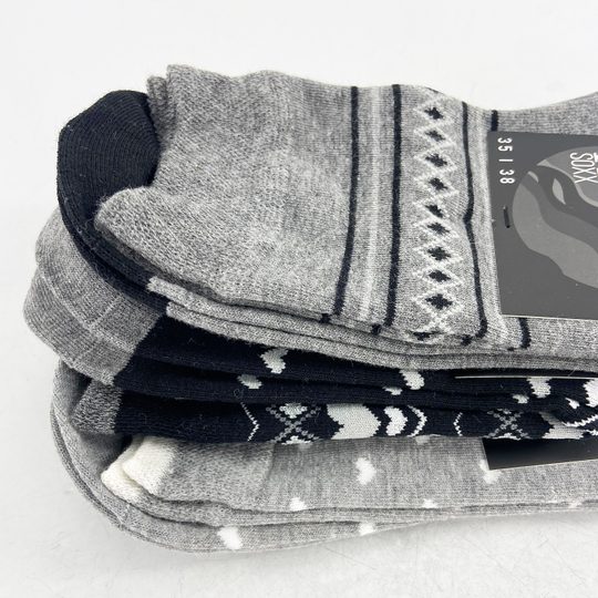 Dámské ponožky s jemným lemem 3 páry černá/šedá/srdíčka mix