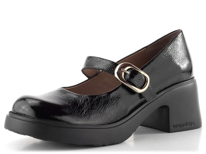 Wonders lakované polobotky na podpatku Negro E-7122