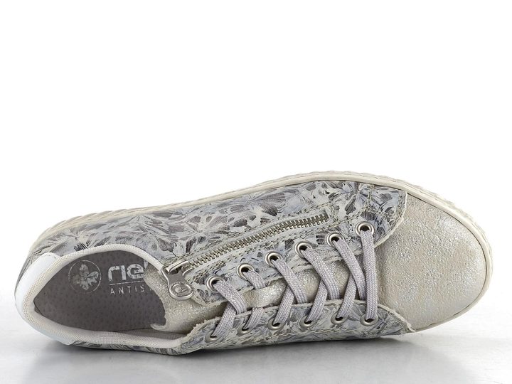 Rieker poltopánky so zipsom metalické šedé N0900-90