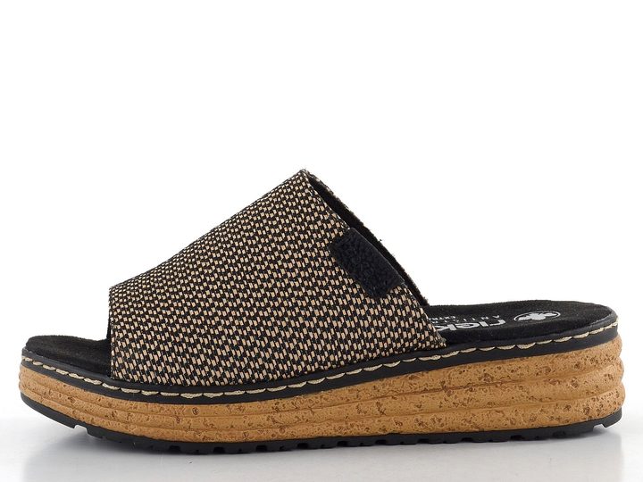 Rieker šľapky so širokým pásikom Schwarz-Natur 62768-90