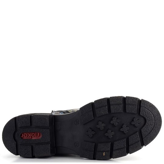 Rieker šnurovacia členková obuv na hrubej podošve čierna s potlačou Z9120-90