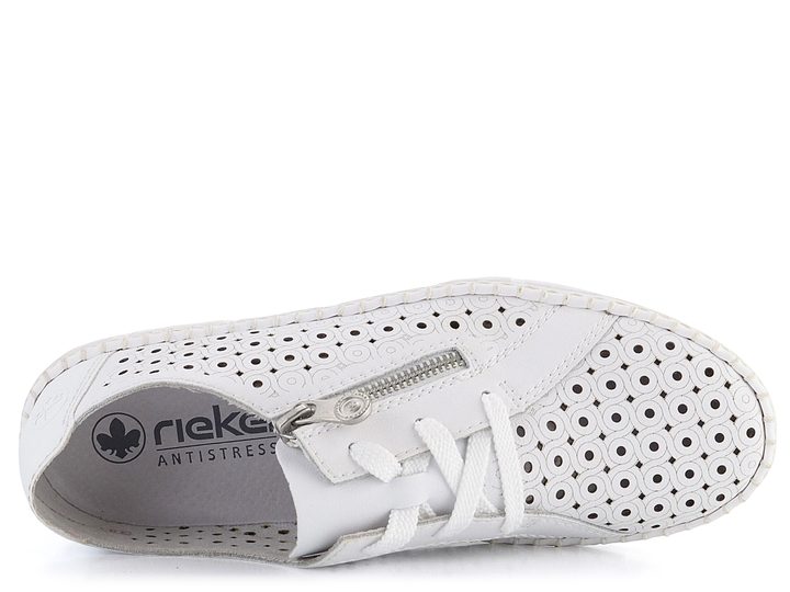 Rieker biele poltopánky s prerezávaným vzorom M2300-80