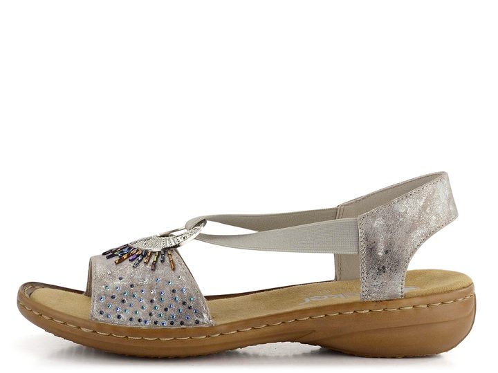 Rieker metalické sandále s gumičkou Rose-Metallic 60880-90