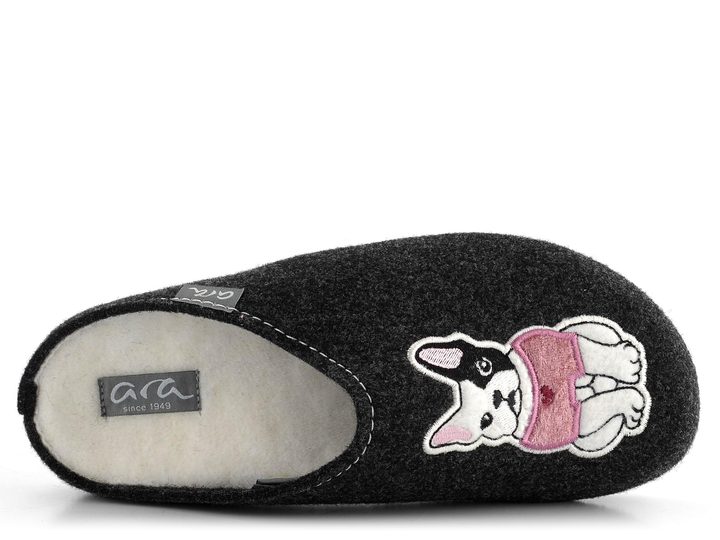 Ara domácí pantofle s plnou špičkou a obrázkem Cosy Anthrazit 15-29940-05