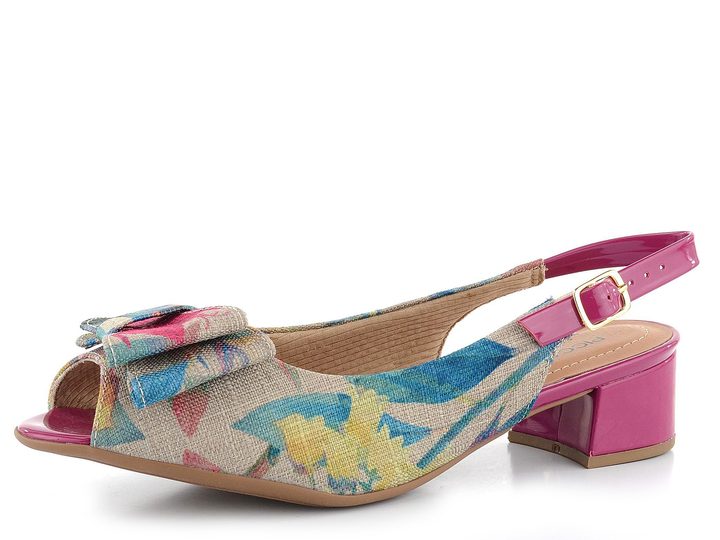 Piccadilly fialové pestrofarebné sandále na širokom podpätku 114022