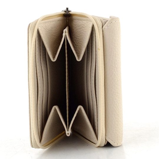 Dámska kožená peňaženka so zipsovým vreckom off white LG003