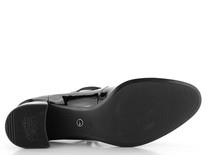 Tamaris lodičky so širokým podpätkom a priehlavkovým pásikom čierne 1-22312-43