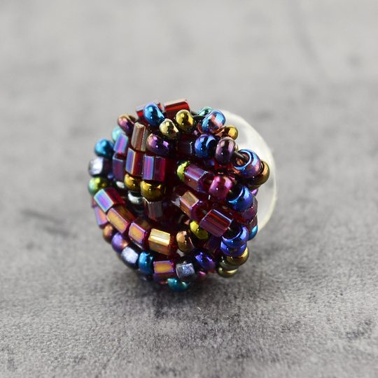 Náušnice rokajl puzeta fialové