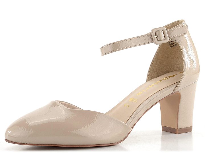 Tamaris lakované lodičky s kotníkovým páskem Nude Patent 1-24432-41