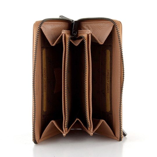 Dámská kožená zipová peněženka nude 70608