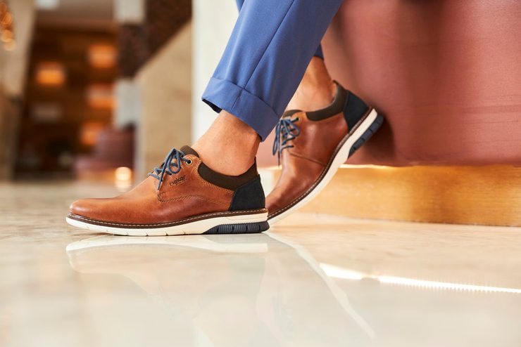 Rieker pánské šněrovací polobotky koňakové kombi 14405-24