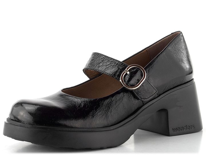 Wonders lakované lodičky na širokém podpatku negro E-7142