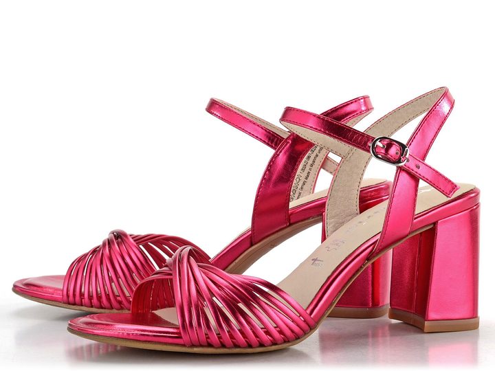 Tamaris sandály na podpatku Fuxia Metallic 1-28324-42