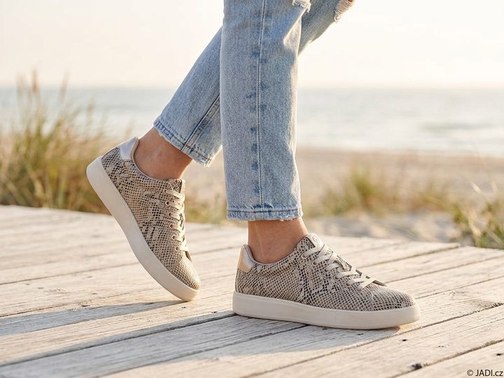 Tamaris dámske tenisky beige snake 1-23719-45