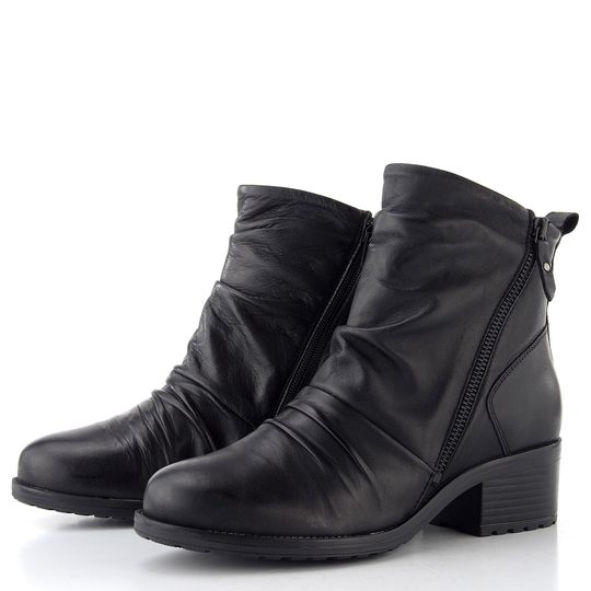 Creator kotník na podpatku se dvěma zipy Soft black IB 24595