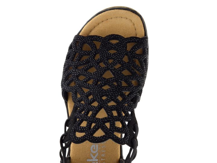 Rieker sandály s klínkem černé 67465-00