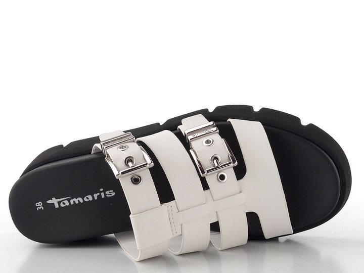 Tamaris bílé pantofle na vysoké platformě s klínkem 1-27512-46