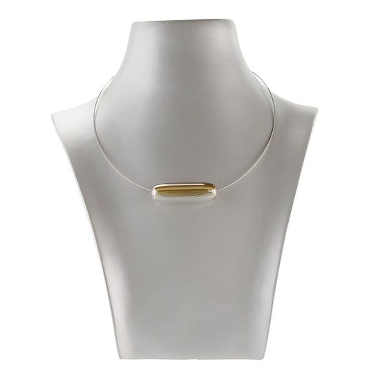 Náhrdelník/struna se skleněným válečkem medový+pokov