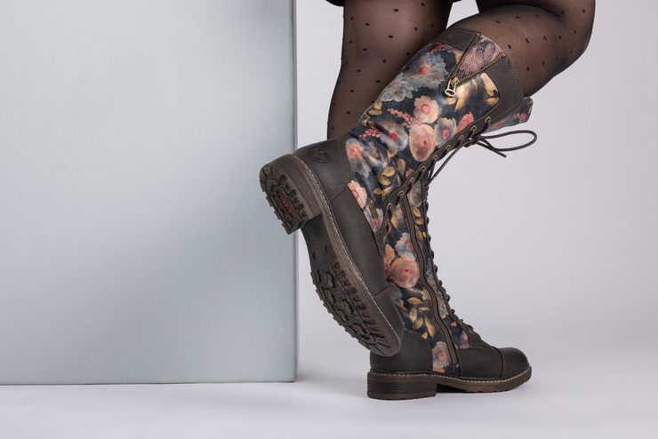 Rieker šnurovacie čižmy s membránou mud/ozean-multi/schwarz-antik 94731-91