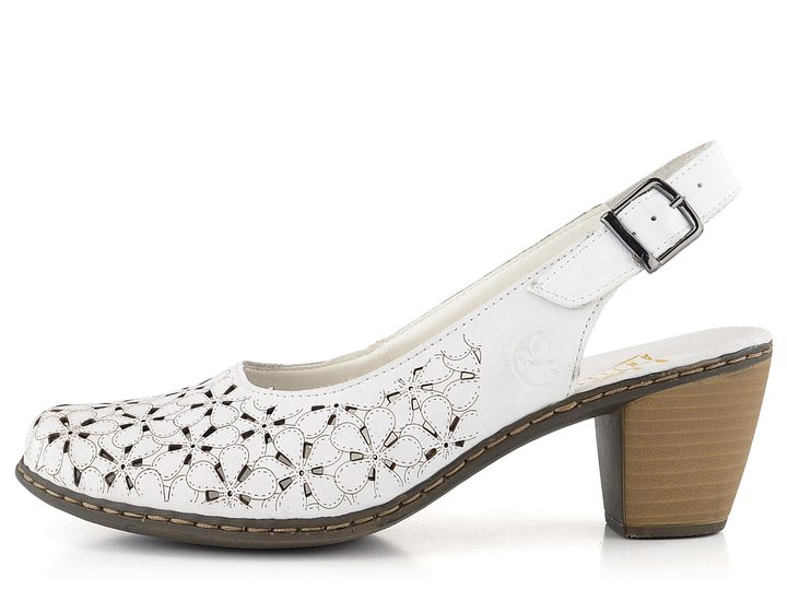 Rieker biele prerezávané lodičky s voľnou pätou 40981-80