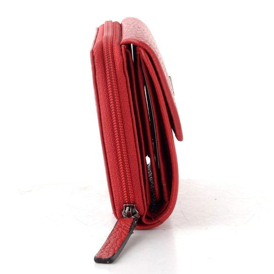 Dámská kožená peněženka se zipovou kapsou red LG003