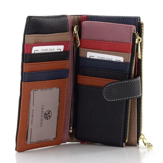 Dámská peněženka s odepínatelným pouzdrem černá/barevná LCY-1949