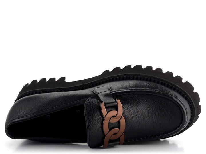 Ara kožené mokasíny na hrubé podešvi Amsterdam Black 12-56721-12