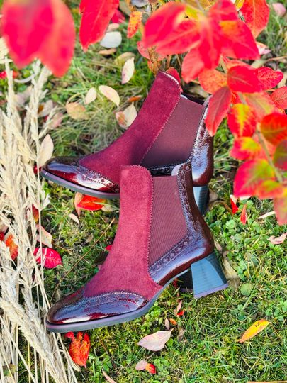 Hispanitas lakovaná/semišová chelsea členková obuv na podpätku rioja Milan HI243588