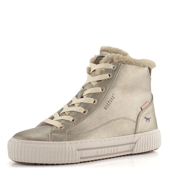 Mustang vyteplený šněrovací kotník na platformě Champagner 1442-602-480