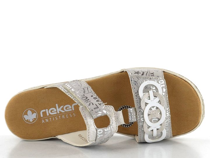 Rieker strieborné šľapky s variabilnými pásikmi 62936-90