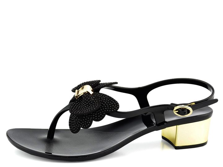 Gioseppo sandále žabky čierne s mašľou Bonanza