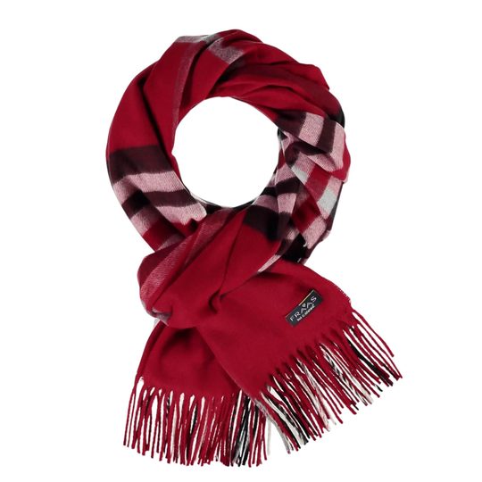 Fraas široký kašminkový šál s károvaným vzorem true red 625030-361