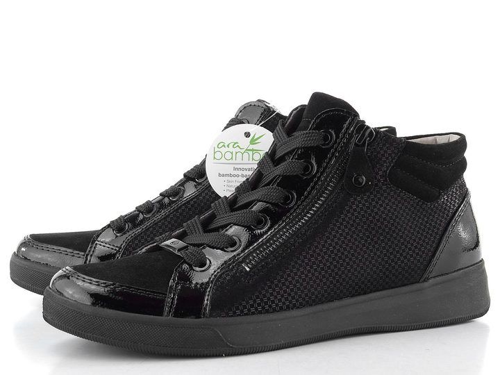 Ara kotníkové tenisky se zipem Rom Schwarz 12-24499-31