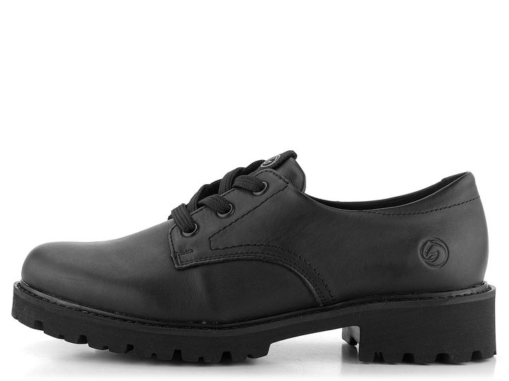 Remonte černé šněrovací polobotky s hrubou podešví a podpatkem D8601-01