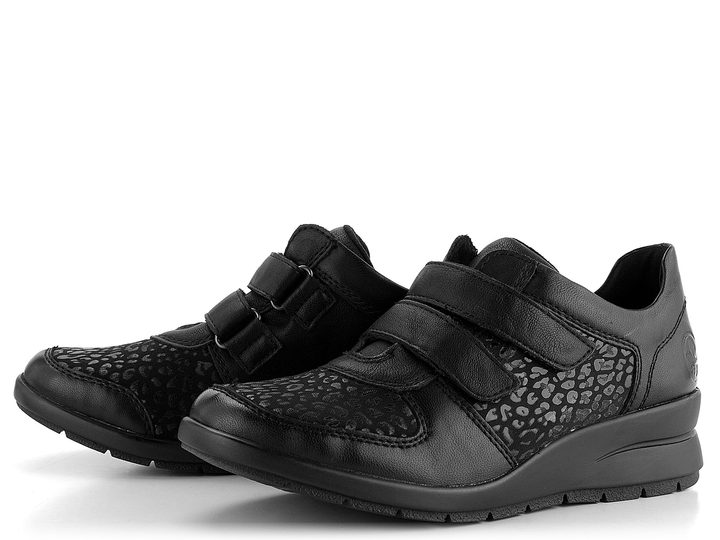 Rieker poltopánky na suchý zips čierne L4868-00