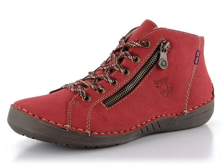 Rieker zateplené šnurovacie členkové topánky červené 52549-36