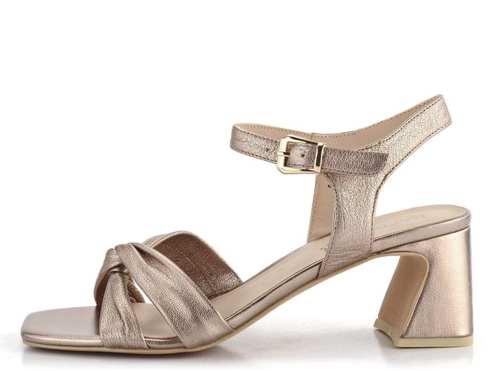 Caprice kožené sandály na podpatku Taupe Metallic 9-28316-42