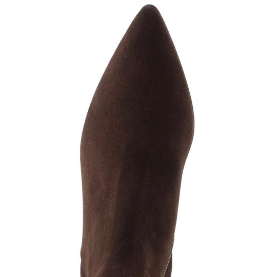 Högl elegantní semišový kotník na podpatku chocplum 2-104702-2100