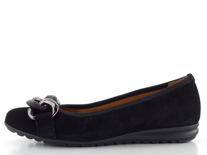 Gabor baleríny semišové čierne s retiazkou 62.625.47
