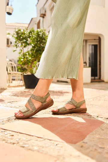 Rieker sandále s pásikmi na suchý zips Schilf/Olive V2862-52