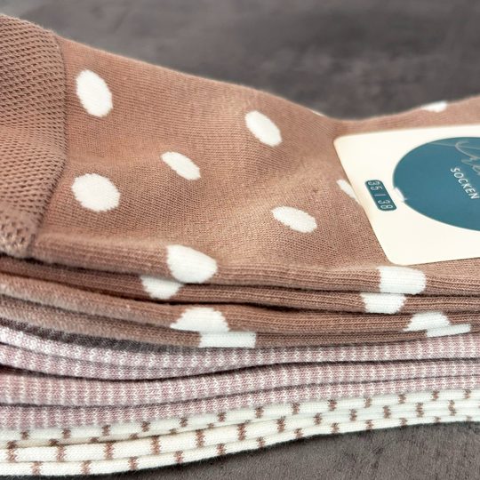 Dámské bavlněné ponožky 3 páry hnědá/bílá 34213