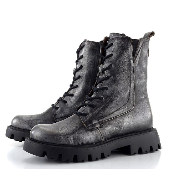 Wonders šněrovací kotník na hrubé podešvi Plomo/Negro C-7502