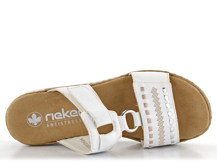Rieker biele šľapky s upínacími pásikmi V0636-80