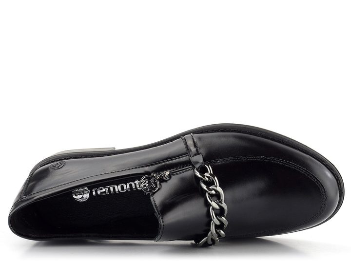 Remonte černé polobotky na podpatku D0F03-01