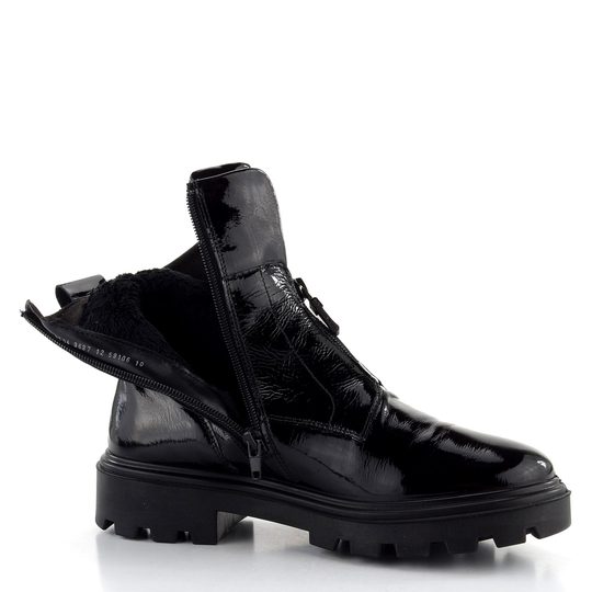 Ara dámský lakovaný kotník se středovým zipem Manchester Schwarz 12-59106-10