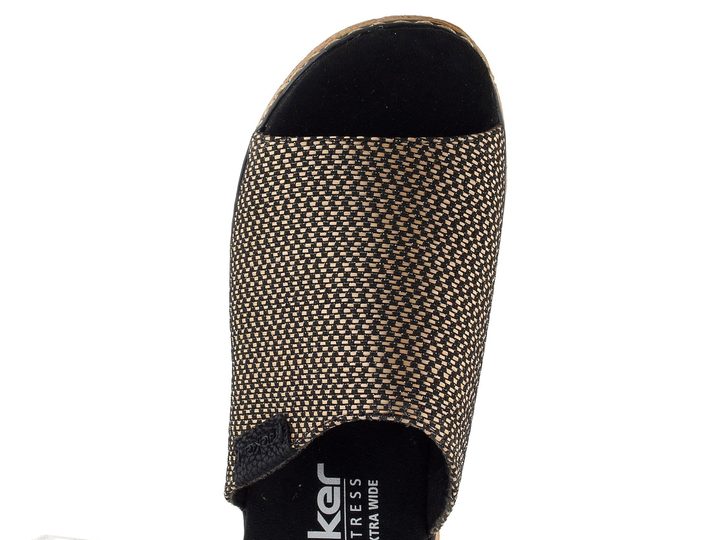 Rieker šľapky so širokým pásikom Schwarz-Natur 62768-90