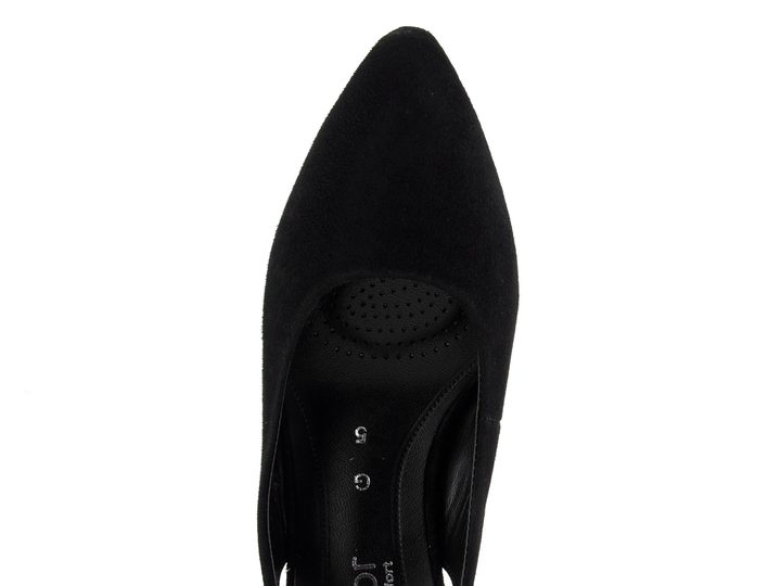 Gabor čierne semišové lodičky s voľnou pätou 42.260.47