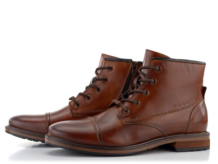 Bugatti vyšší šněrovací kotník koňakový 331-78239-1000