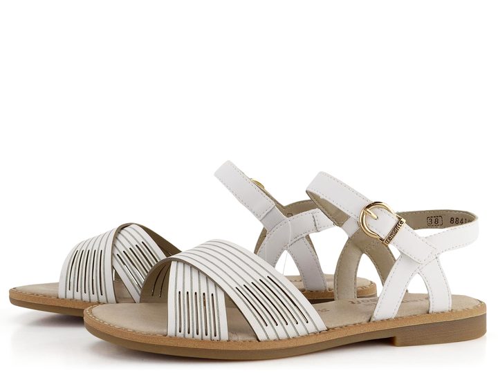 Remonte biele pásikové sandále D3673-80